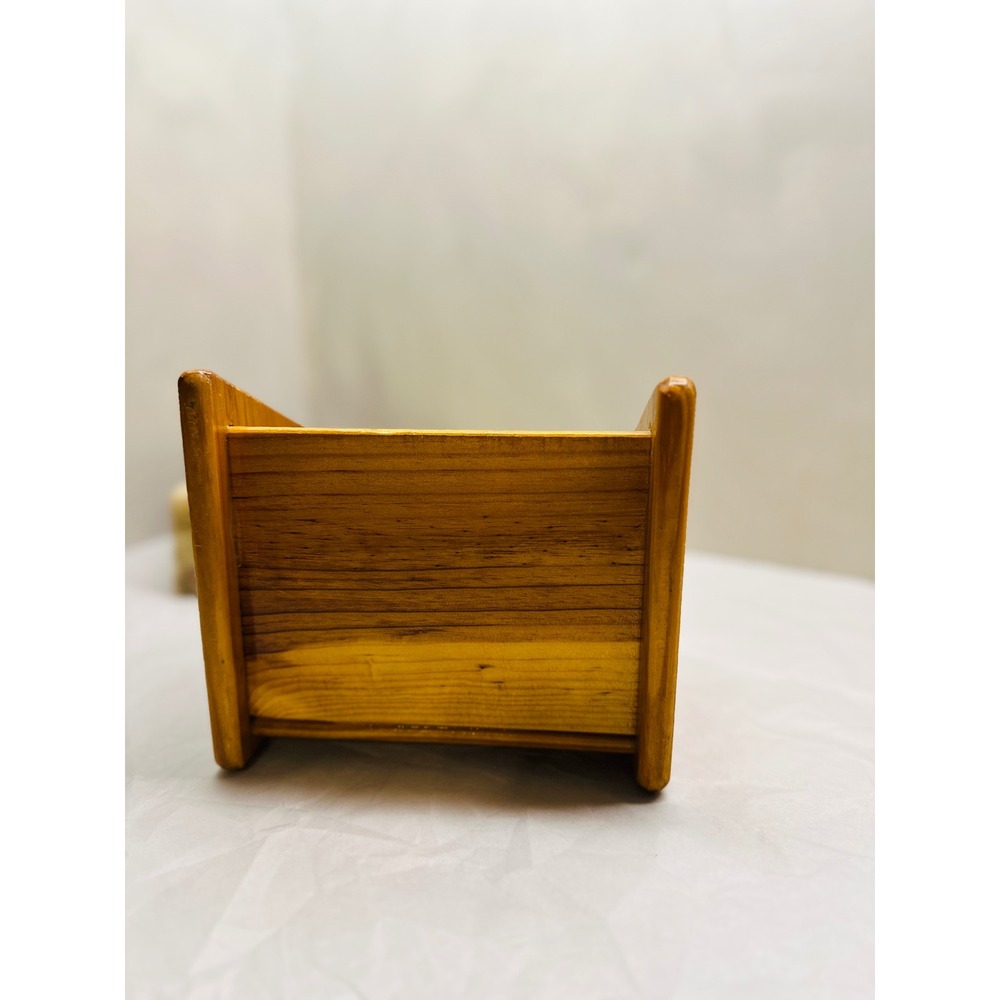 Vintage Handmade Wooden Letter Rack Desk Organizer 2 Slot Mail Sorter Honey Pine - Picture 5 of 7